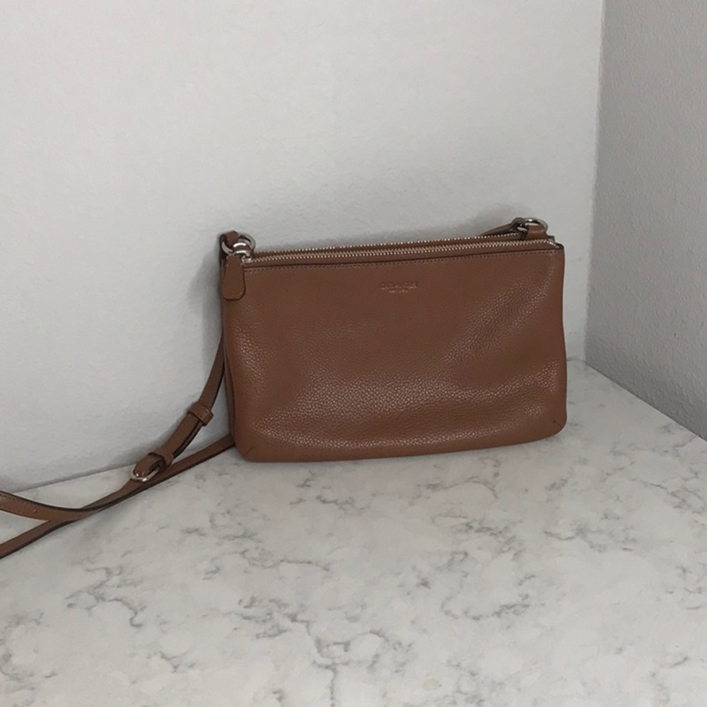 Coach crossbody bag with two zip compartments